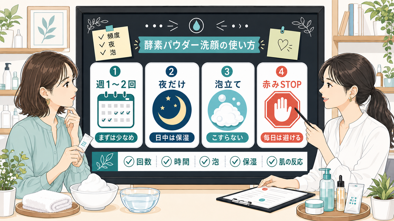 酵素パウダー洗顔の使い方を週何回・夜だけ・泡立て方で整理したアイキャッチ