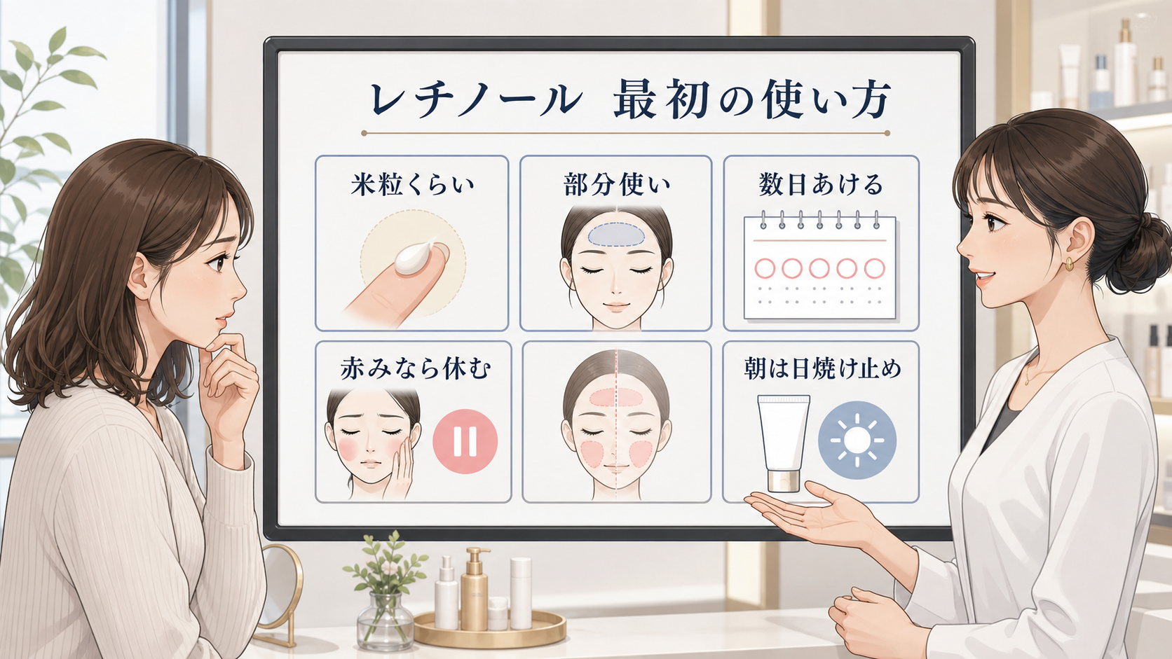 トゥヴェールのレチノールの使い方を初回・頻度・休むサインで迷う読者と専門家のアイキャッチ