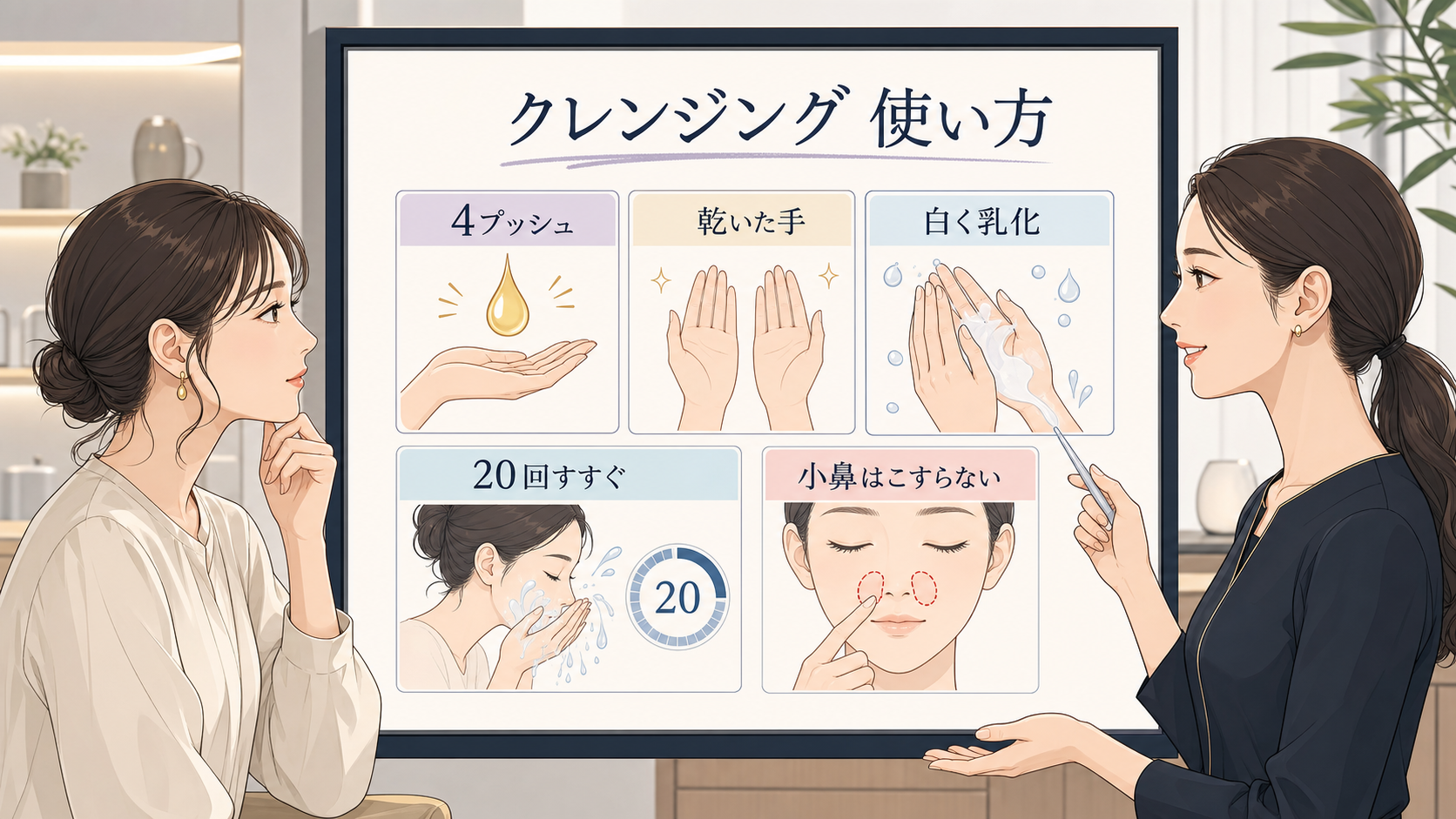 シュウウエムラのクレンジングの使い方を量・乳化・すすぎで迷う読者と専門家のアイキャッチ