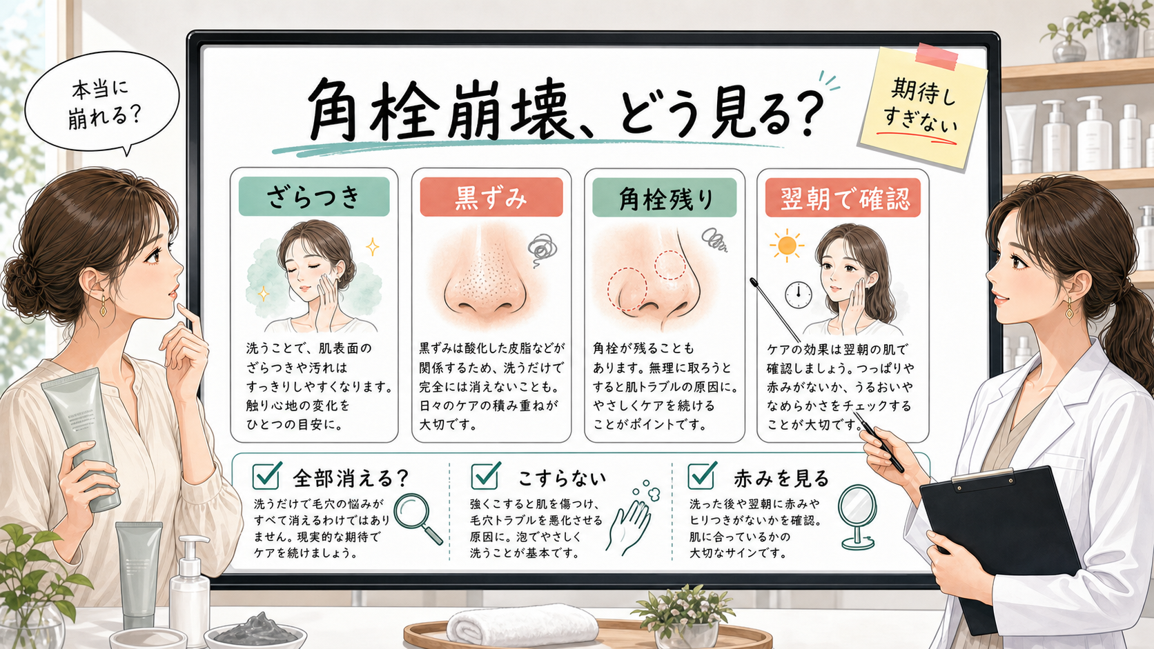 ビオレ角栓崩壊をざらつき・黒ずみ・角栓残り・翌朝確認で中立的に見る1207基準の相談ボード