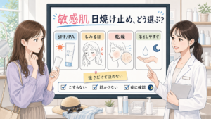 敏感肌向け日焼け止めの選び方をSPF・しみる日・乾燥・落としやすさで整理するアイキャッチ