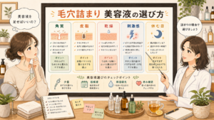 毛穴の詰まりに使う美容液を角質・皮脂・乾燥で選ぶ千冬のアイキャッチ