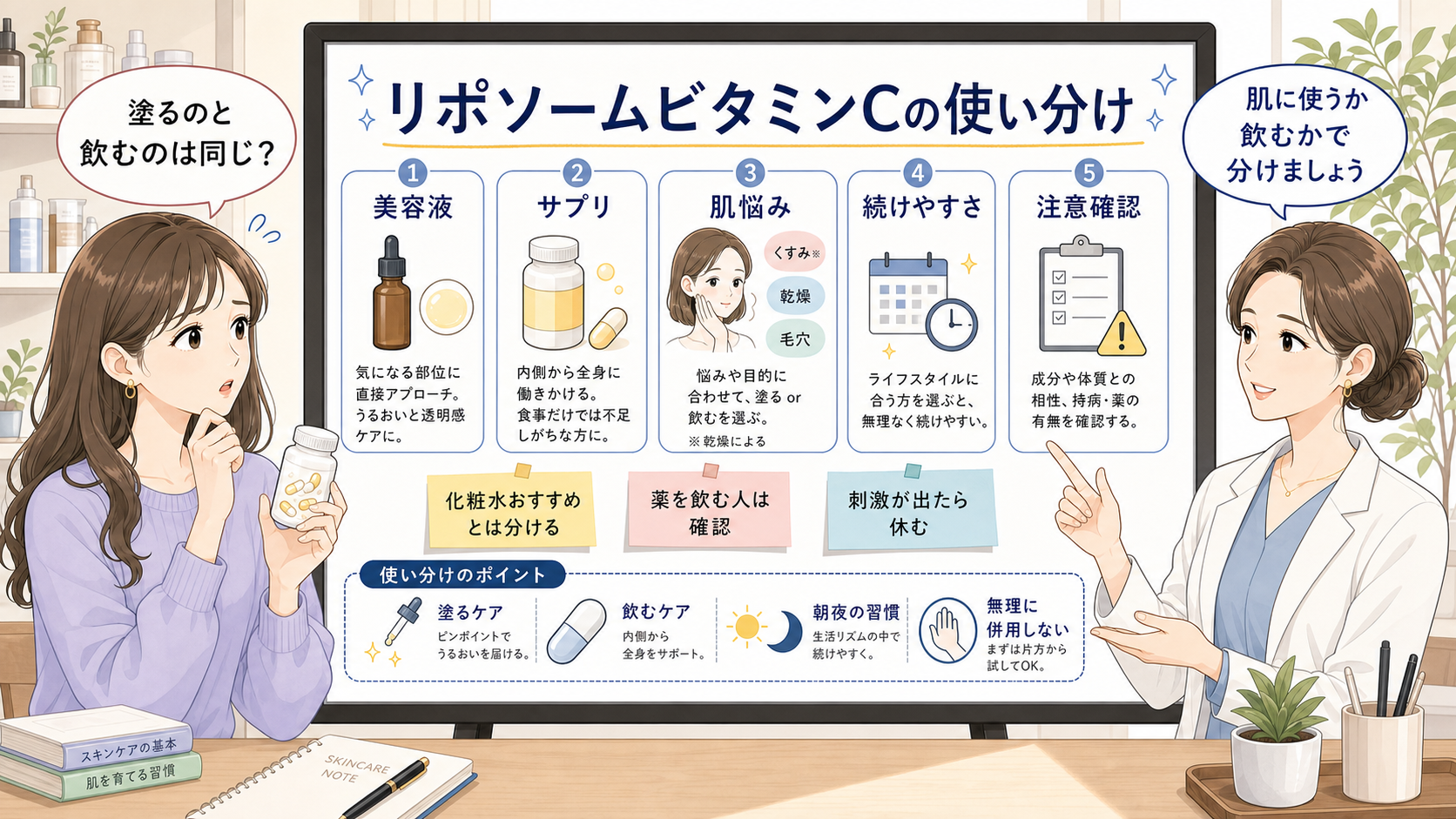 リポソームビタミンCを美容液とサプリで使い分ける相談ボード