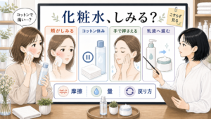 乾燥肌で化粧水がしみる時にコットンを休ませ手で押さえる相談ボード