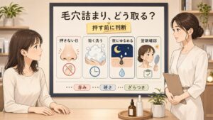 毛穴の詰まりを押す前に判断する流れを相談ボードで整理するChocobraのアイキャッチ