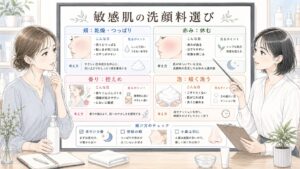敏感肌向け洗顔料をドラッグストアで選ぶなら？乾燥・赤み・泡で見る