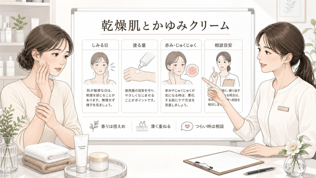 乾燥肌のかゆみに使うクリームおすすめは？しみる日・塗る量・受診目安で考える