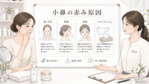 小鼻の赤みの原因は？こすりすぎ・乾燥・皮脂で考える
