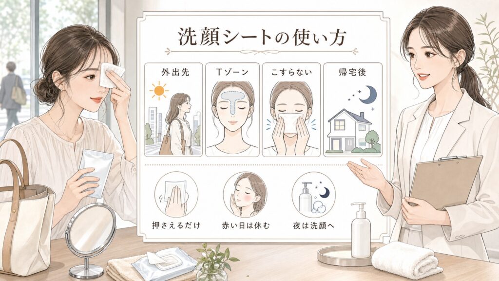 洗顔シートのおすすめは？外出先・皮脂・こすらない使い方で選ぶ