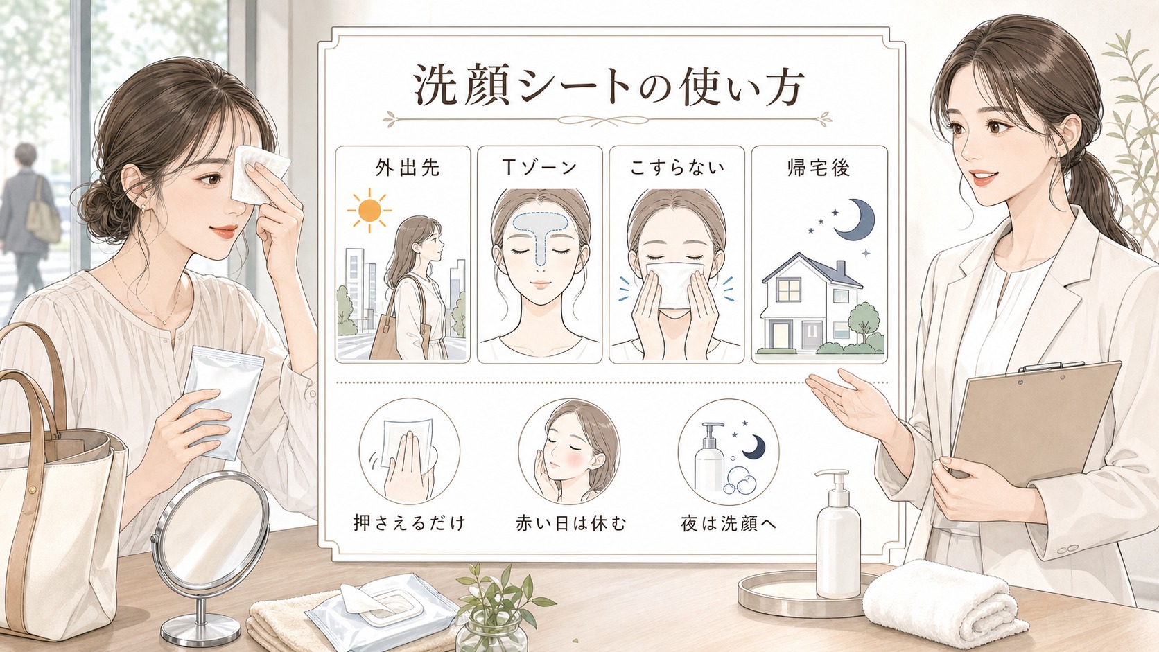 洗顔シートのおすすめは？外出先・皮脂・こすらない使い方で選ぶ