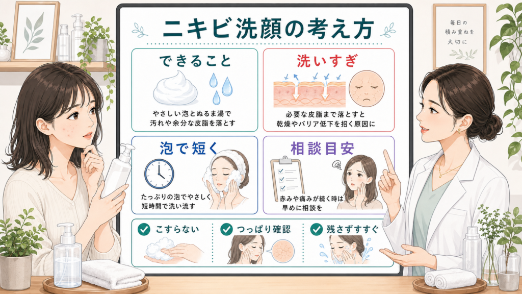ニキビが気になる日の洗顔でできることと洗いすぎを整理する1207基準アイキャッチ