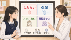 中学生のニキビ化粧水を保湿と相談目安で選ぶ図