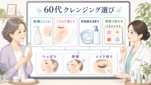 60代のクレンジングを乾燥・摩擦・メイク残りで考える相談ボード型アイキャッチ