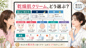 乾燥肌に合うクリームを夜の乾き・粉ふき・朝の重さで選ぶ判断ボード