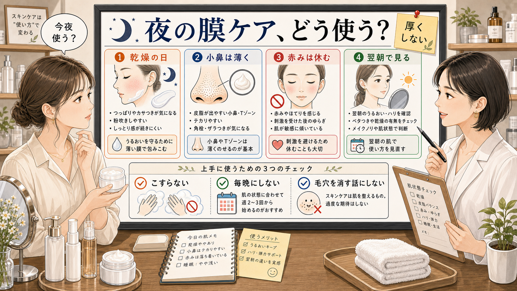 メディキューブ コラーゲンナイトラッピングクリームを夜の膜ケアとして考える相談ボード