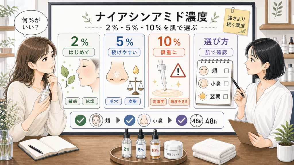 ナイアシンアミド濃度2％5％10％の選び方を整理した美容相談ボード