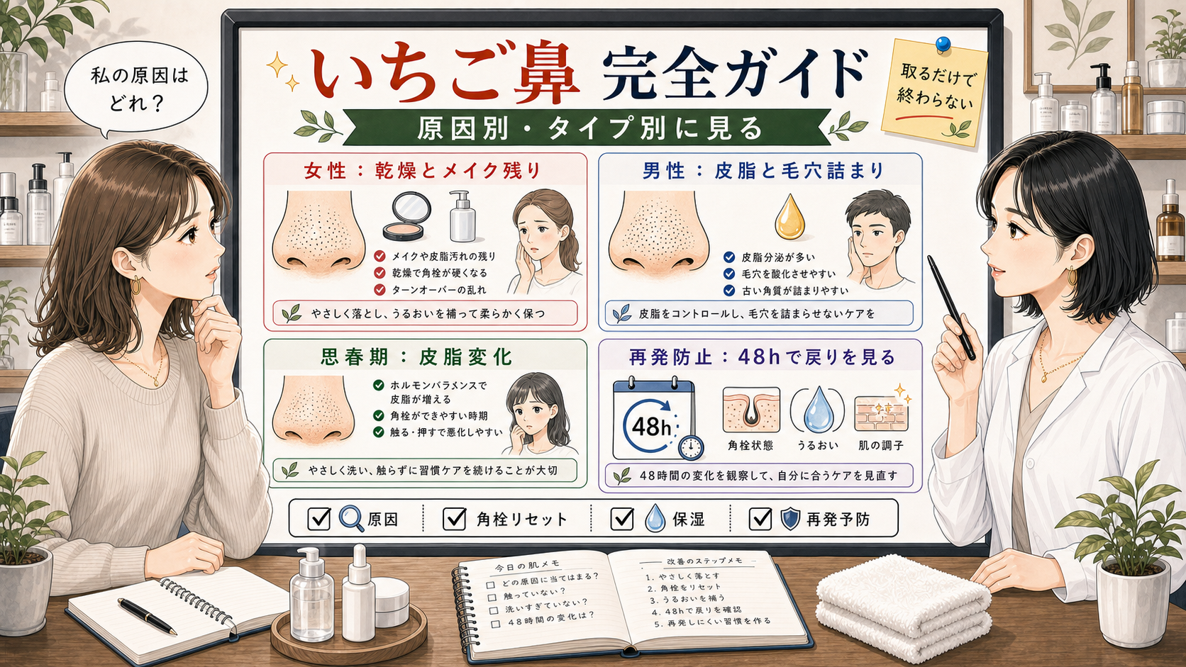 いちご鼻対策を女性男性思春期別の原因と再発防止で整理するアイキャッチ