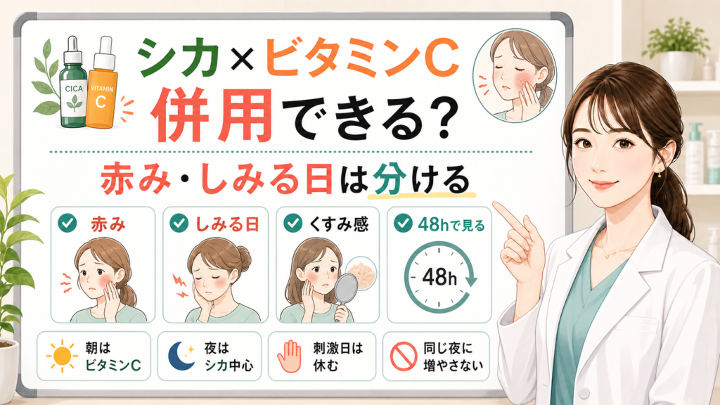 シカとビタミンC併用を赤みとしみる日で分けるアイキャッチ