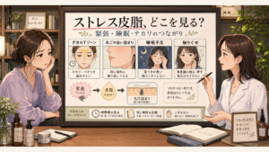 ストレスによる皮脂と大人ニキビのつながりを確認するアイキャッチ