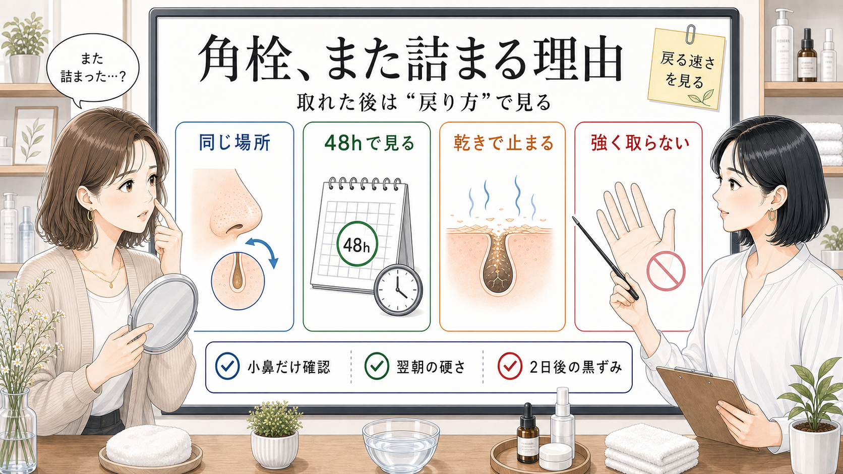 角栓がまた詰まる理由を戻り方と48時間で整理する相談ボード