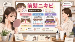 前髪ニキビを接触時間皮脂移り汗湿気摩擦で整理する相談ボードのアイキャッチ