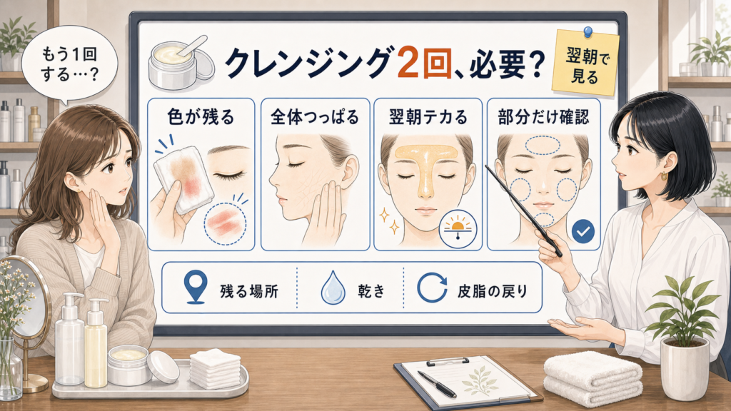 クレンジング2回が必要かを肌の状態で判断する比較ボード