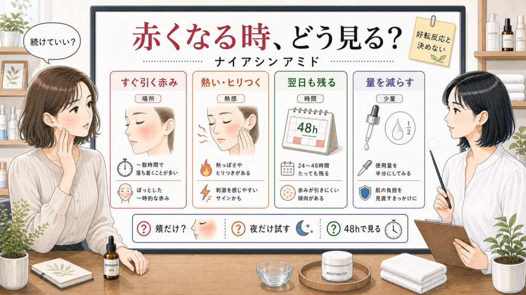 ナイアシンアミドで赤くなる時の見分け方を整理する相談ボード