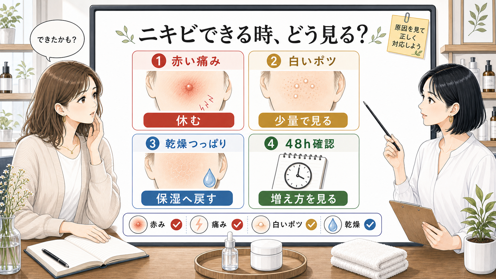 ナイアシンアミドでニキビできる時の続ける日・休む日・減らす日の見分け方