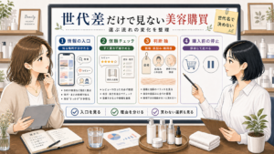 世代差だけで見ない美容購買の変化を情報の入口や信頼チェック、判断軸から整理する相談ボード