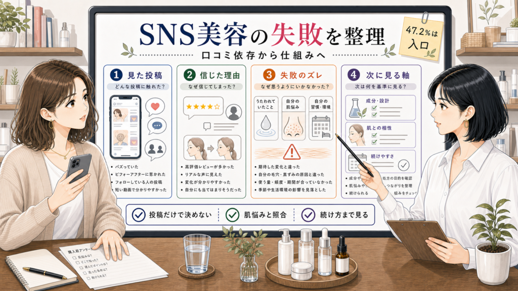 SNS美容で失敗した理由を口コミ依存から整理する調査ボード