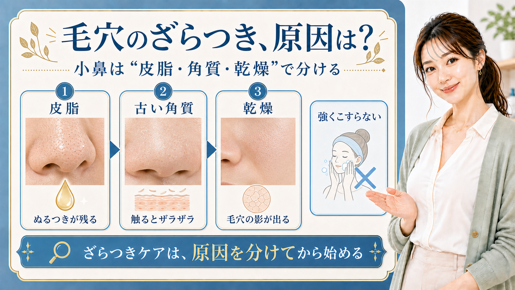 毛穴のざらつき原因を皮脂・古い角質・乾燥で整理したアイキャッチ