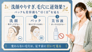 洗顔・パック・美容液を足す前に引いて見る毛穴ケア解説ボード