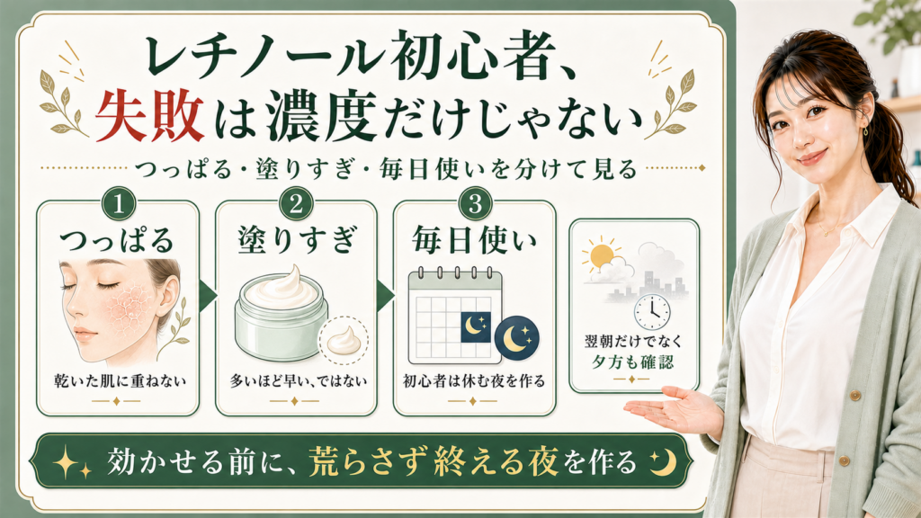 レチノール初心者のつっぱり・塗りすぎ・毎日使いを整理する最新美容ボード