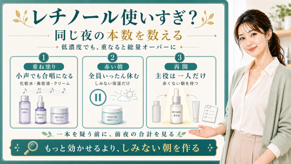 レチノール使いすぎは同じ夜の本数を数える