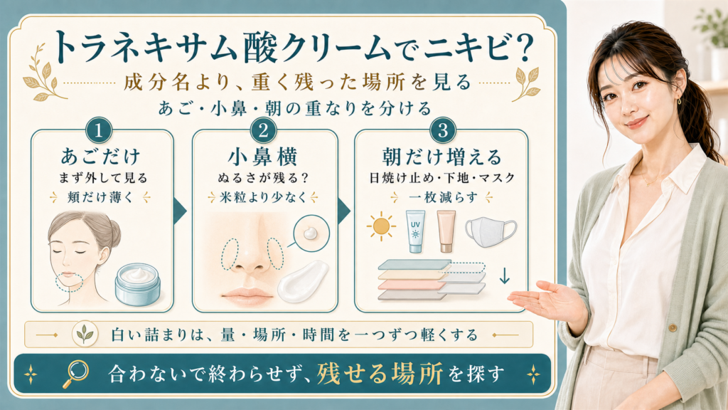 トラネキサム酸クリームでニキビなら重く残った場所を見る