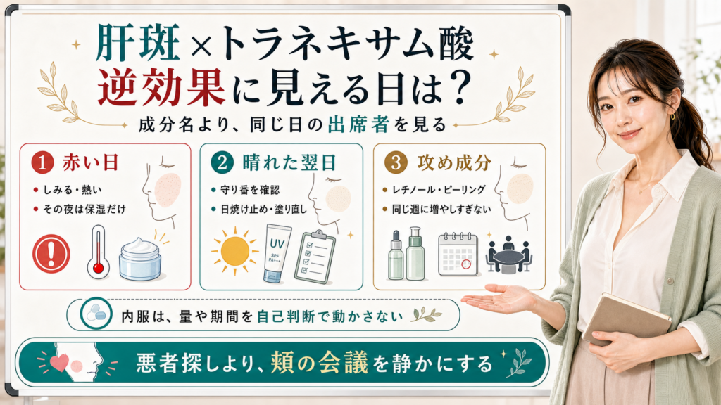 肝斑とトラネキサム酸が逆効果に見える日は同じ日の出席者を見る