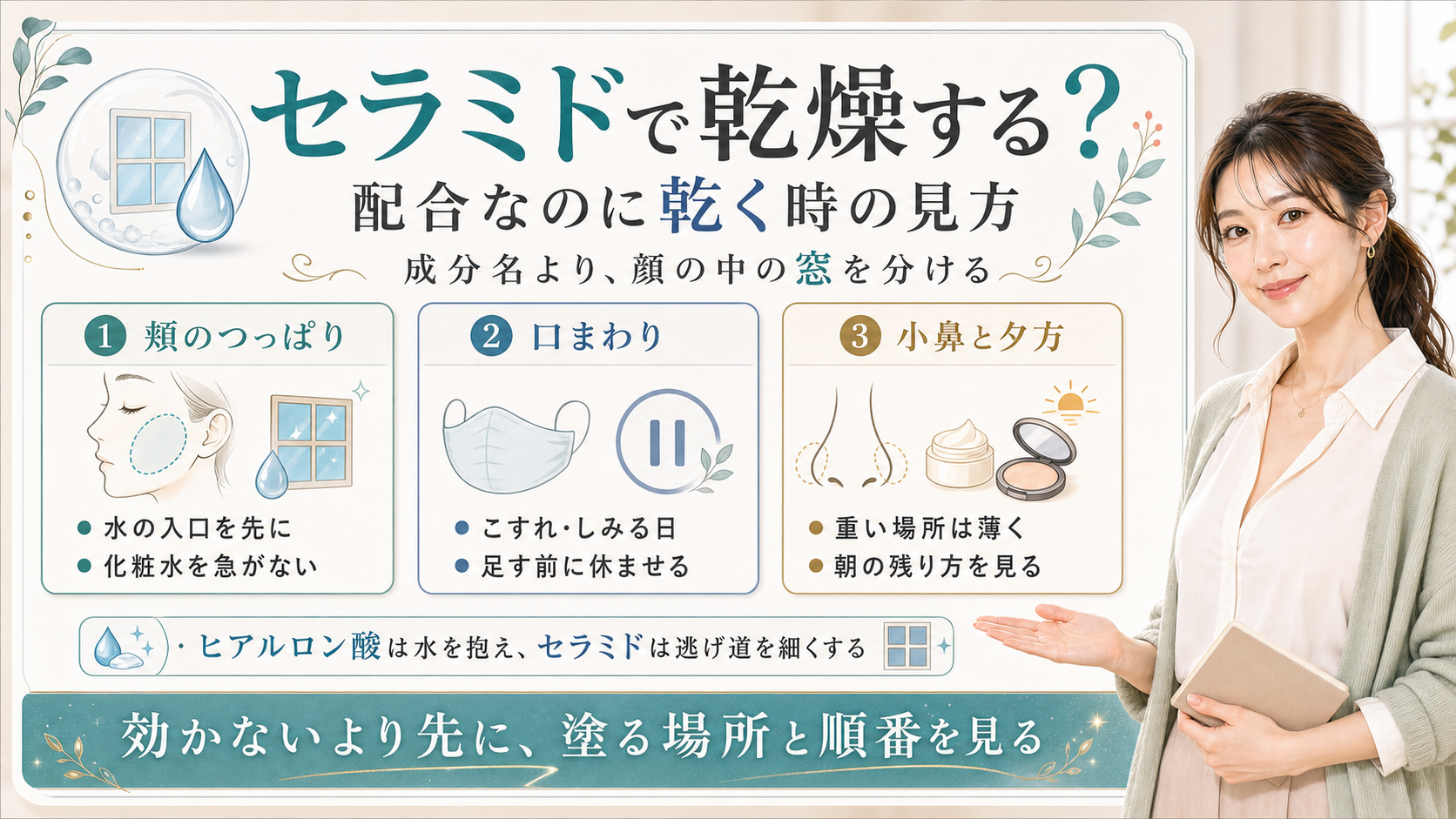 セラミドで乾燥する時は塗る場所と順番を見る