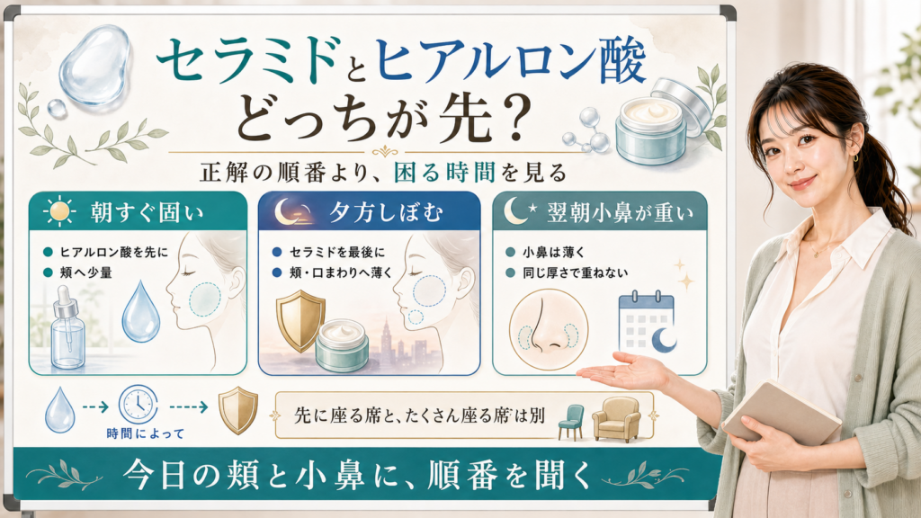 セラミドとヒアルロン酸どっちが先かは困る時間を見る