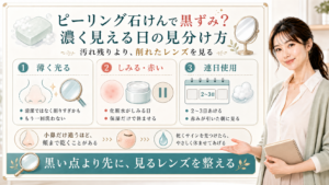 ピーリング石けんで黒ずみが濃く見える日は見るレンズを整える