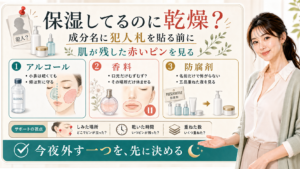 保湿してるのに乾燥する時は成分名より赤いピンを見る