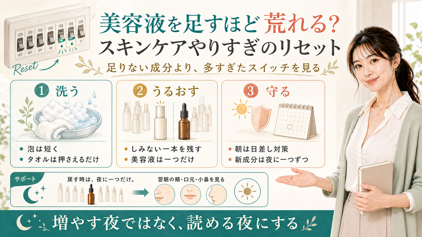 美容液を足すほど荒れる時はスキンケアやりすぎをリセットする