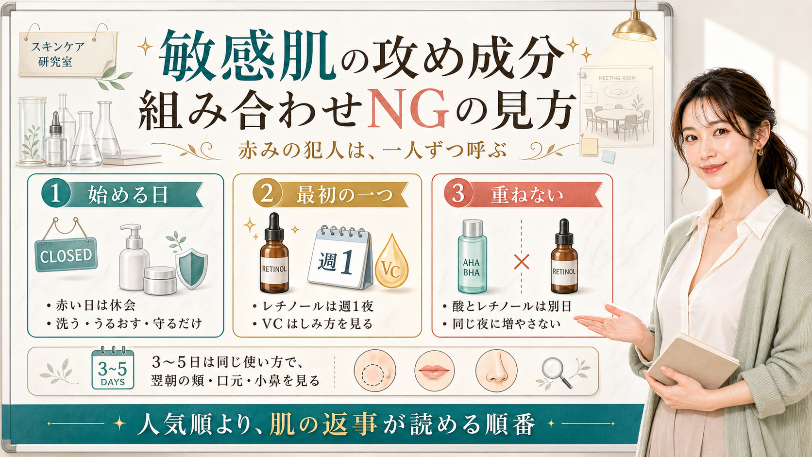 敏感肌の攻め成分は組み合わせNGより肌の返事が読める順番で見る