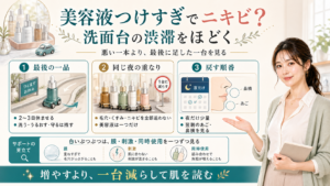 美容液つけすぎでニキビなら洗面台の渋滞をほどく