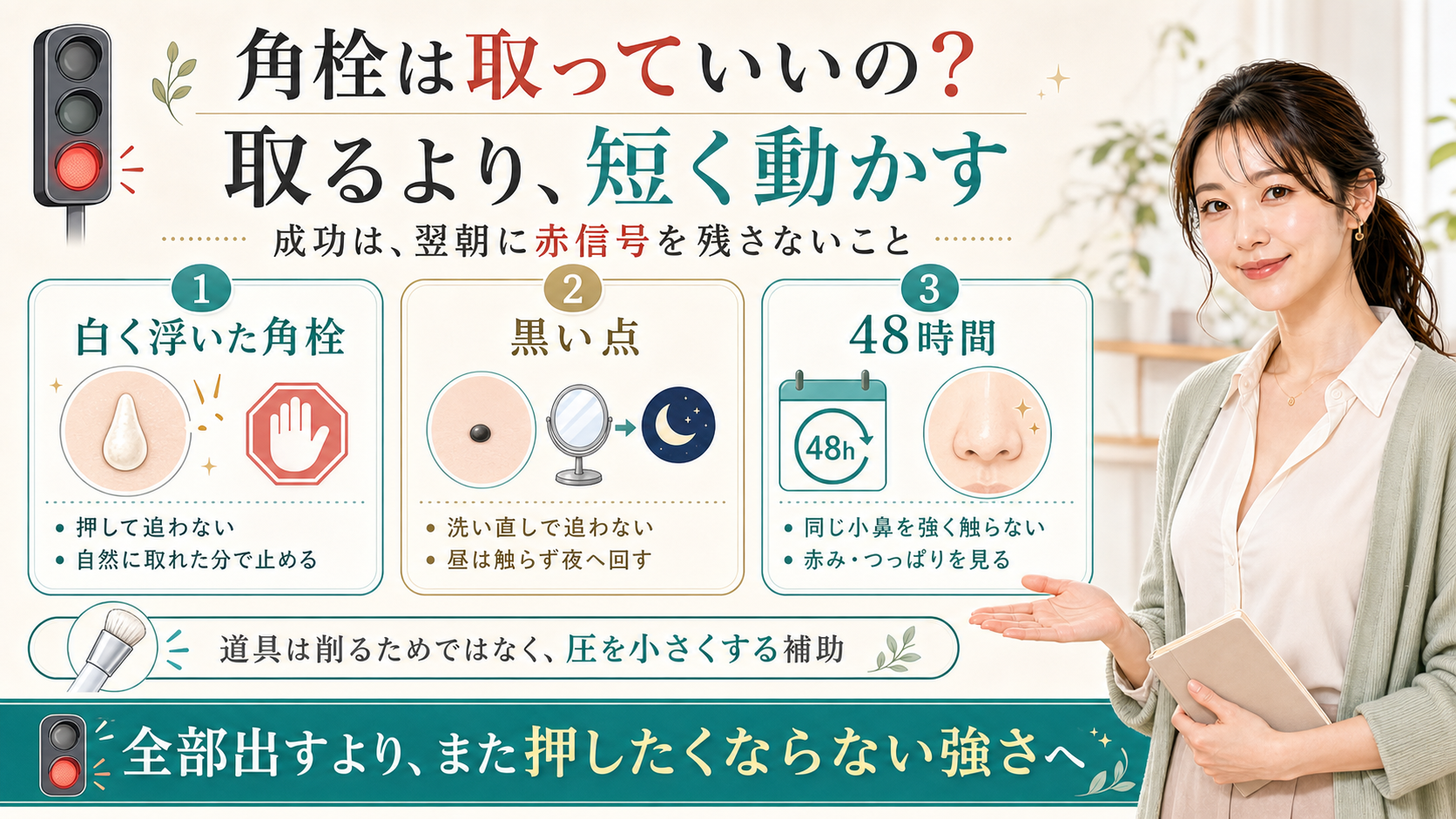角栓は取っていいのかは取るより短く動かして赤信号を残さない