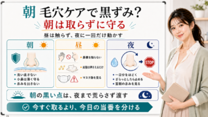 朝毛穴ケアは朝に取らず昼は触らず夜に一回だけ動かす