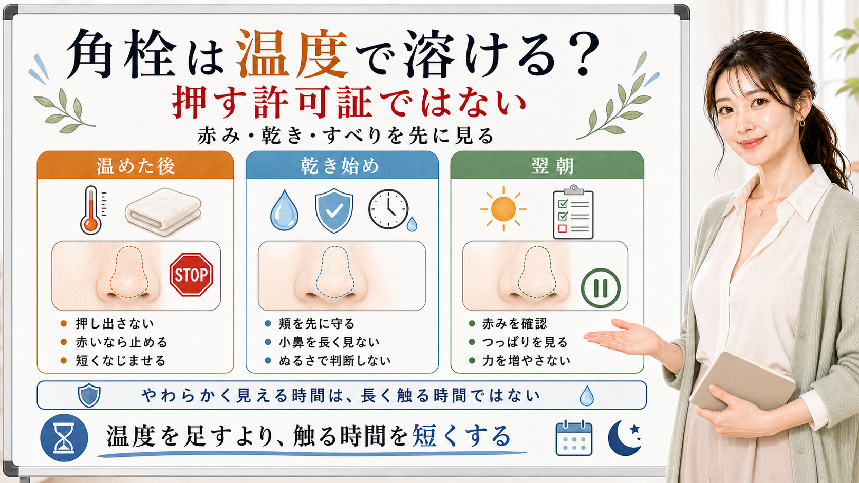 角栓は温度で溶けるより赤み乾きすべりを見て触る時間を短くする