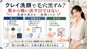 クレイ洗顔で毛穴黒ずみは奥から吸い出すのではなく表面の重さを見る
