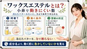 ワックスエステルとは小鼻で動きにくい脂を力より条件でゆるめる考え方