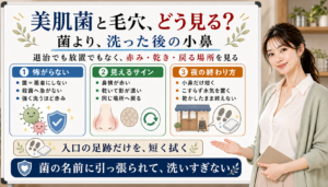 美肌菌と毛穴は菌の名前より洗った後の赤み乾き戻る場所を見る