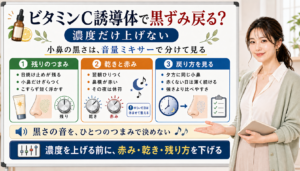 ビタミンC誘導体で黒ずみが戻る時は濃度だけでなく赤み乾き残り方を見る